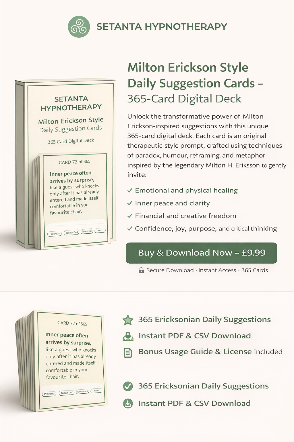 Milton Erickson Style 365 Daily Suggestion Cards